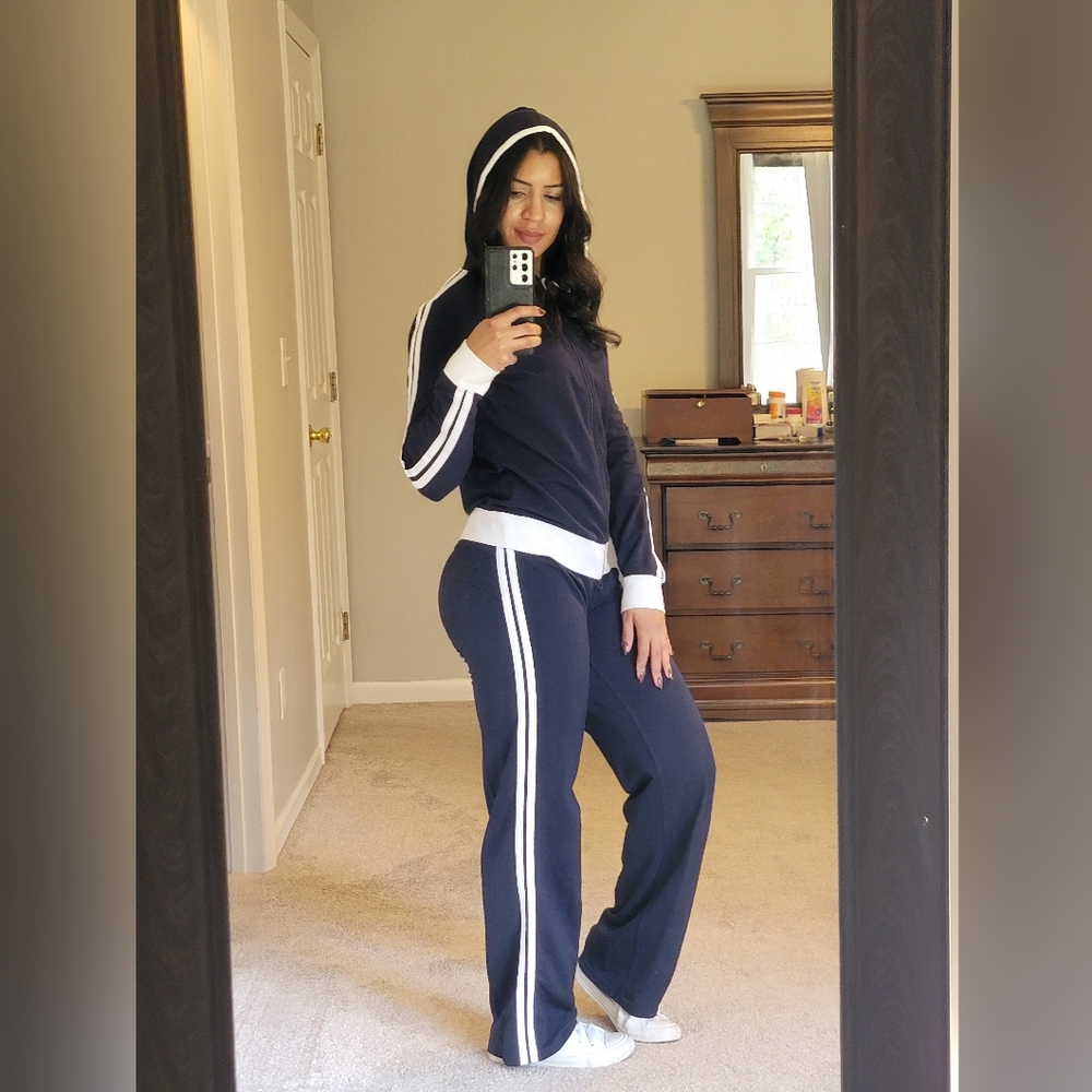 Nautica Zip Up Hoodie and Pants Set Navy Blue Size Small - Women